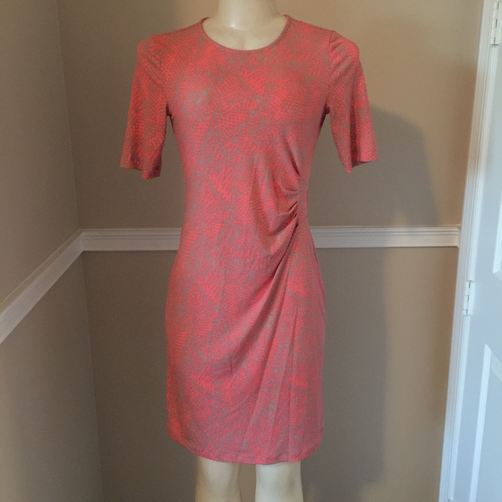  LIKE NEW -  Pink & Grey Soft Body Hugging Dress